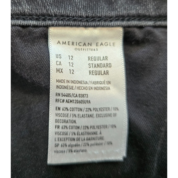 American Eagle Jeggings Women's 12 Black The Dream Jean Distressed - Picture 6 of 15